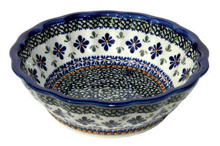 Mosaic Flower Large Scallop Bowl Polish Pottery