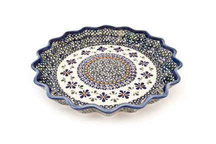 Mosaic Flower Quiche Dish Polish Pottery