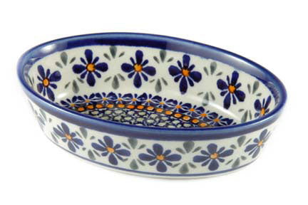 Mosaic Flower Extra Small Oval Baker Polish Pottery