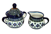 Mosaic Flower Cream & Sugar Set Polish Pottery