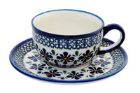 Mosaic Flower Cup & Saucer Polish Pottery