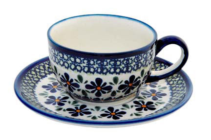 Mosaic Flower Cup & Saucer Polish Pottery