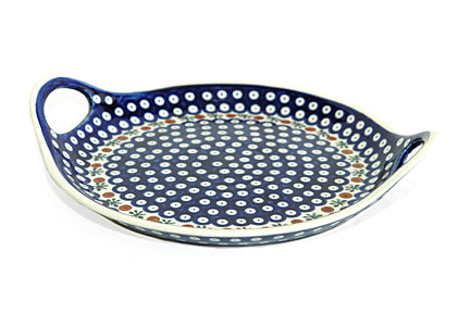 Nature Round Serving Tray with Handles Polish Pottery