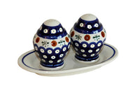 Nature Salt & Pepper Shakers with Plate Polish Pottery