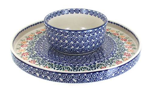Polish Pottery Garden Bouquet Dual Dish