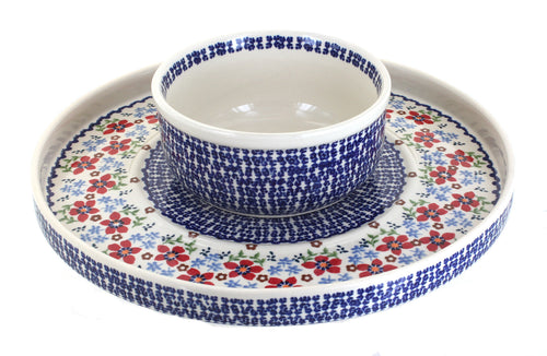 Polish Pottery Red Poppy Dual Dish