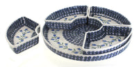 Tulip Tray with 4 Plates Polish Pottery