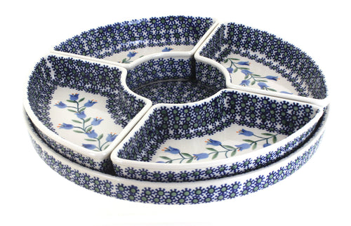 Polish Pottery Tulip Tray with 4 Plates