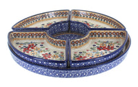 Polish Pottery Red Daisy Tray with 4 Plates