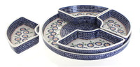 Peach Blossom Tray with 4 Plates Polish Pottery
