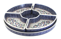 Polish Pottery Peach Blossom Tray with 4 Plates