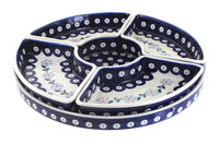 Polish Pottery Blue Violet Tray with 4 Plates