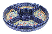 Polish Pottery Blue Butterfly Tray with 4 Plates