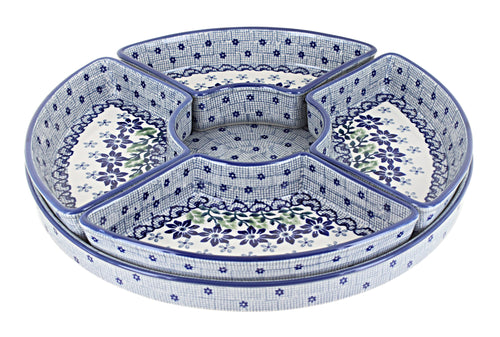 Polish Pottery Hallsey Tray with 4 Plates