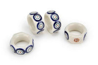 Peacock Napkin Ring Set Polish Pottery