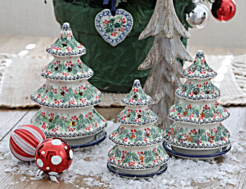 Noelle Small Christmas Tree Luminary Polish Pottery