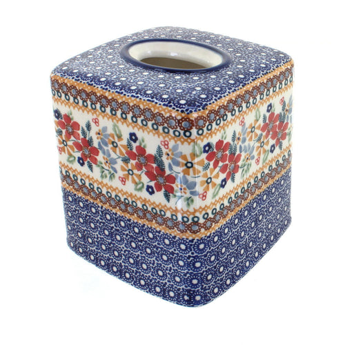 Polish Pottery Red Daisy Tissue Box