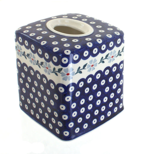 Polish Pottery Blue Violet Tissue Box