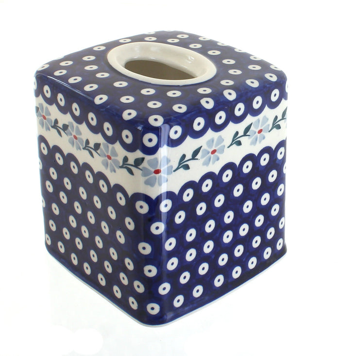 Polish Pottery Blue Violet Tissue Box