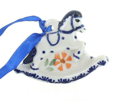Polish Pottery Garden Bouquet Rocking Horse Ornament