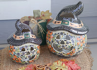Small Scarecrow Pumpkin Luminary Polish Pottery
