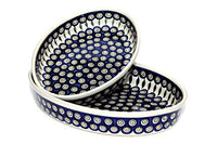 Peacock Oval Baker Set Polish Pottery