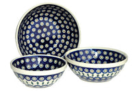 Peacock 3 Piece Serving Bowl Set Polish Pottery