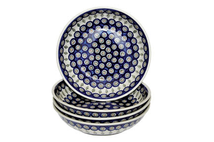 Peacock 4 Piece Large Salad Bowl Set Polish Pottery