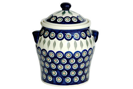 Peacock Large Canister Polish Pottery