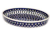 Peacock Large Oval Baker Polish Pottery
