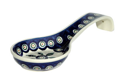 Peacock Large Spoon Rest Polish Pottery