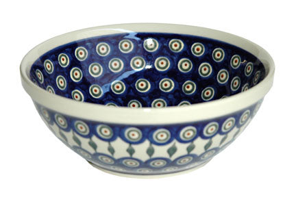 Peacock Medium Serving Bowl Polish Pottery