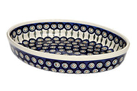 Peacock Medium Oval Baker Polish Pottery