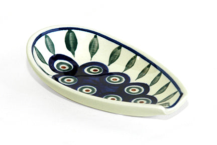 Peacock Small Spoon Rest Polish Pottery