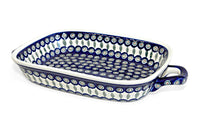 Peacock Large Baker with Handles Polish Pottery