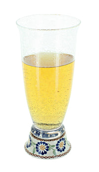 Polish Pottery Peach Blossom Beer Glass