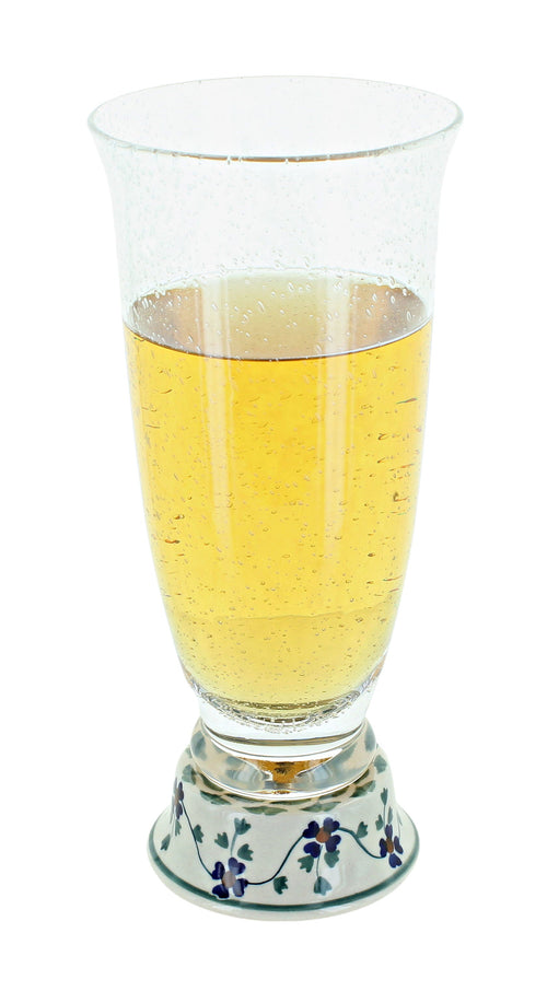 Polish Pottery Sage Floral Beer Glass