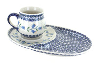 Polish Pottery Tulip Breakfast Plate & Bubble Mug Set