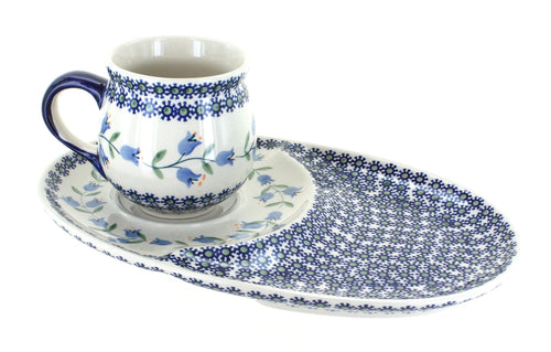 Polish Pottery Tulip Breakfast Plate & Bubble Mug Set