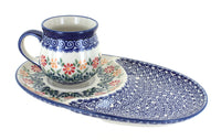 Polish Pottery Garden Bouquet Breakfast Plate & Bubble Mug Set