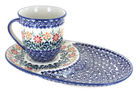 Polish Pottery Garden Bouquet Breakfast Plate with Breakfast Mug