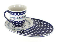 Polish Pottery Blue Violet Breakfast Plate with Breakfast Mug