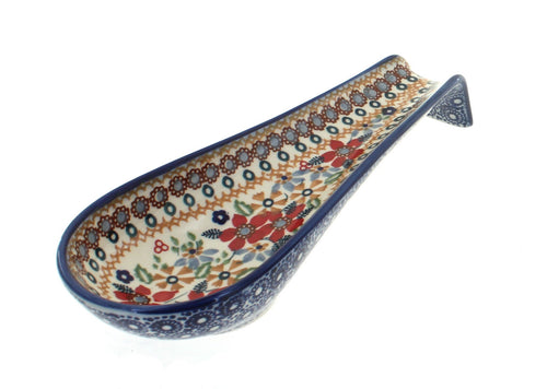 Polish Pottery Red Daisy Medium Spoon Rest