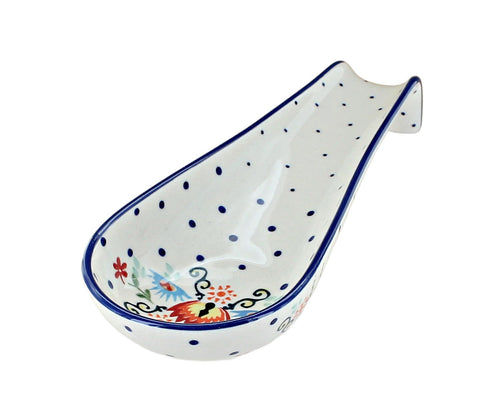 Polish Pottery Desert Flower Medium Spoon Rest