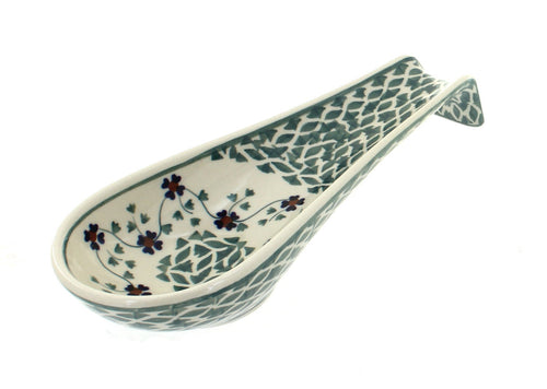 Polish Pottery Sage Floral Medium Spoon Rest