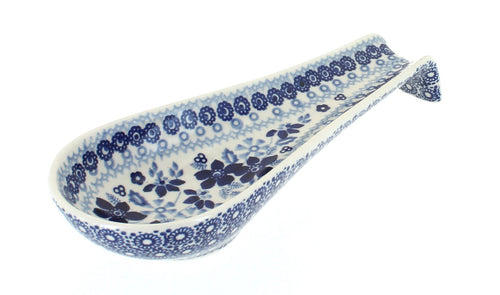 Polish Pottery Vintage Blue Daisy Medium Spoon Rest