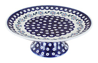 Polish Pottery Blue Violet Pedestal Cake Plate