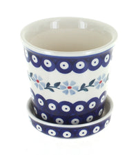 Polish Pottery Blue Violet Flower Pot