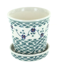 Polish Pottery Sage Floral Flower Pot