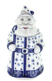 Polish Pottery Snow Flurry Santa Cookie Jar